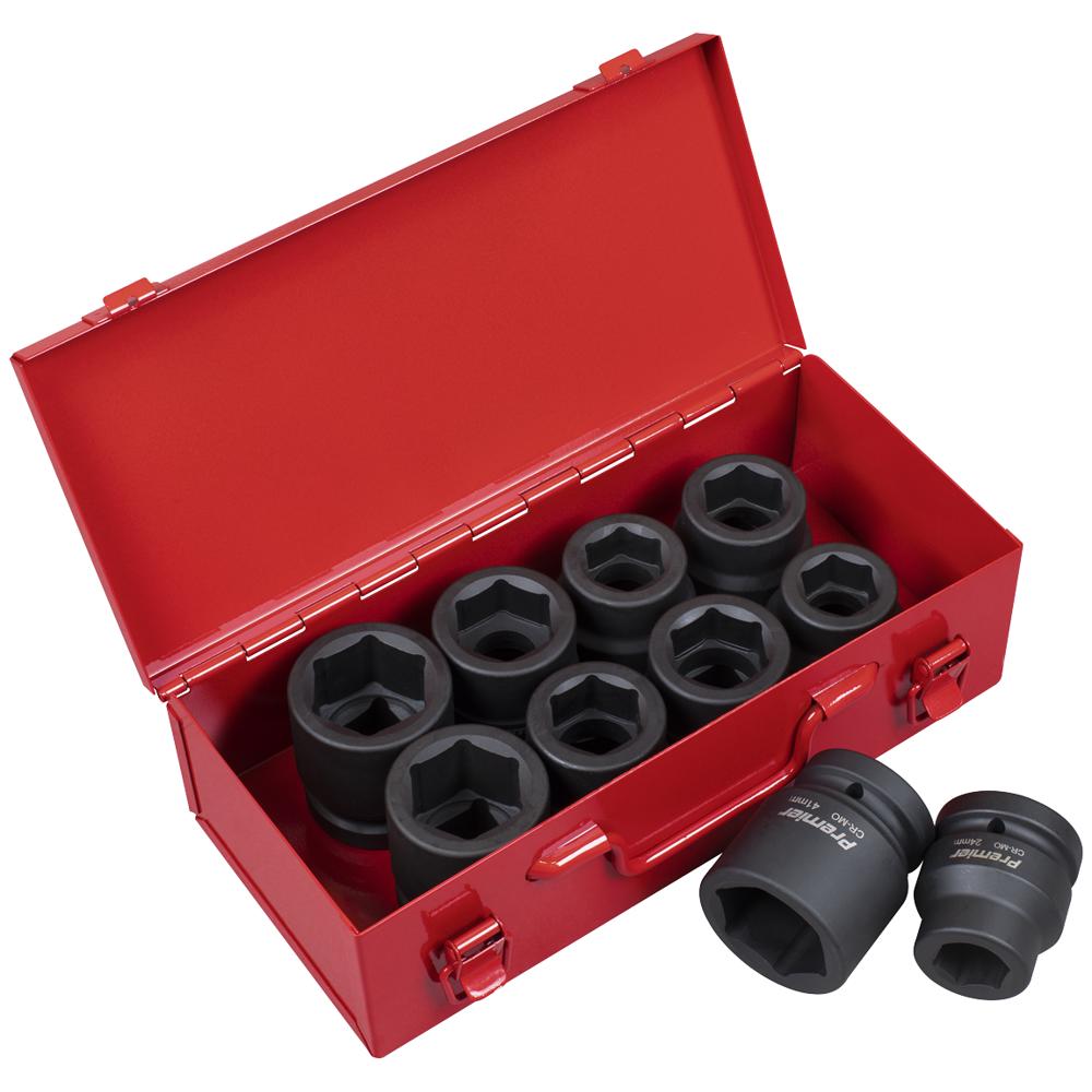 Sealey 11 Piece 1" Drive Hexagon Impact Socket Set Metric and Imperial 1