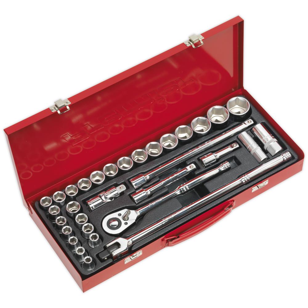 Sealey 33 Piece 1/2" Drive Hexagon WallDrive Socket Set Metric and Imperial 1/2