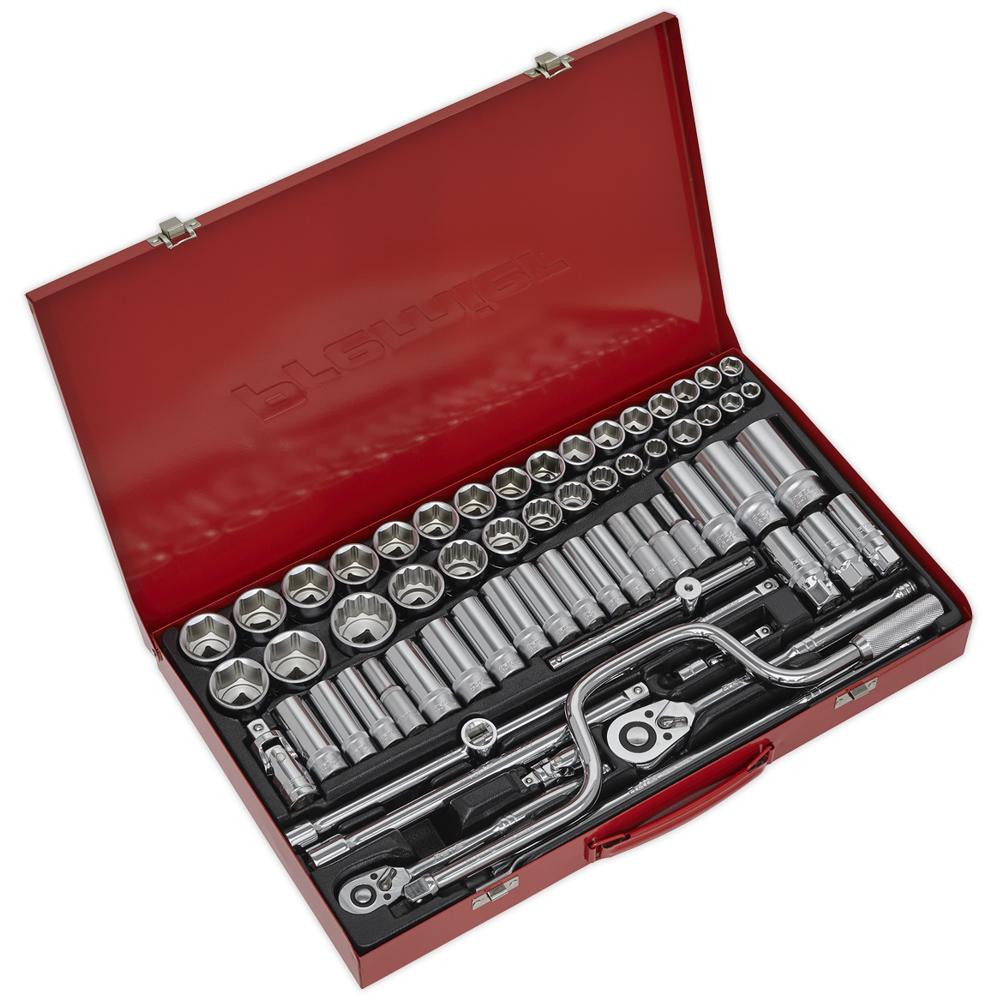 64 Piece Combination Drive Hexagon WallDrive Socket Set Metric and Imperial