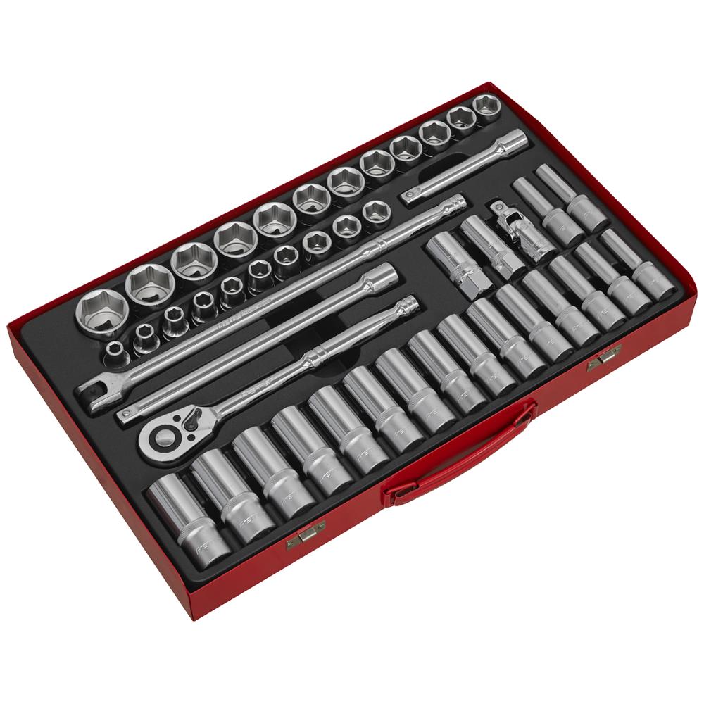 Sealey 46 Piece 1/2" Drive Hexagon WallDrive Socket Set 1/2