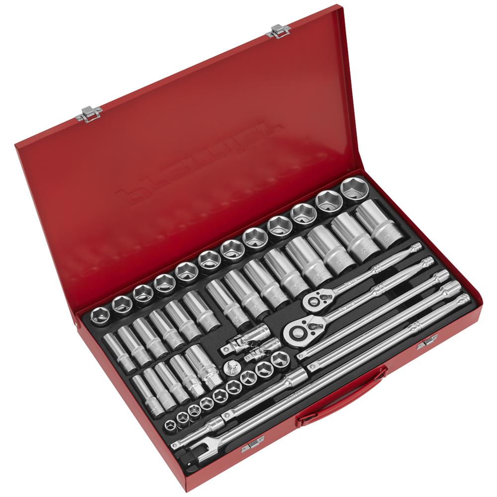 Sealey 50 Piece Combination Drive Hexagon WallDrive Socket Set Combination