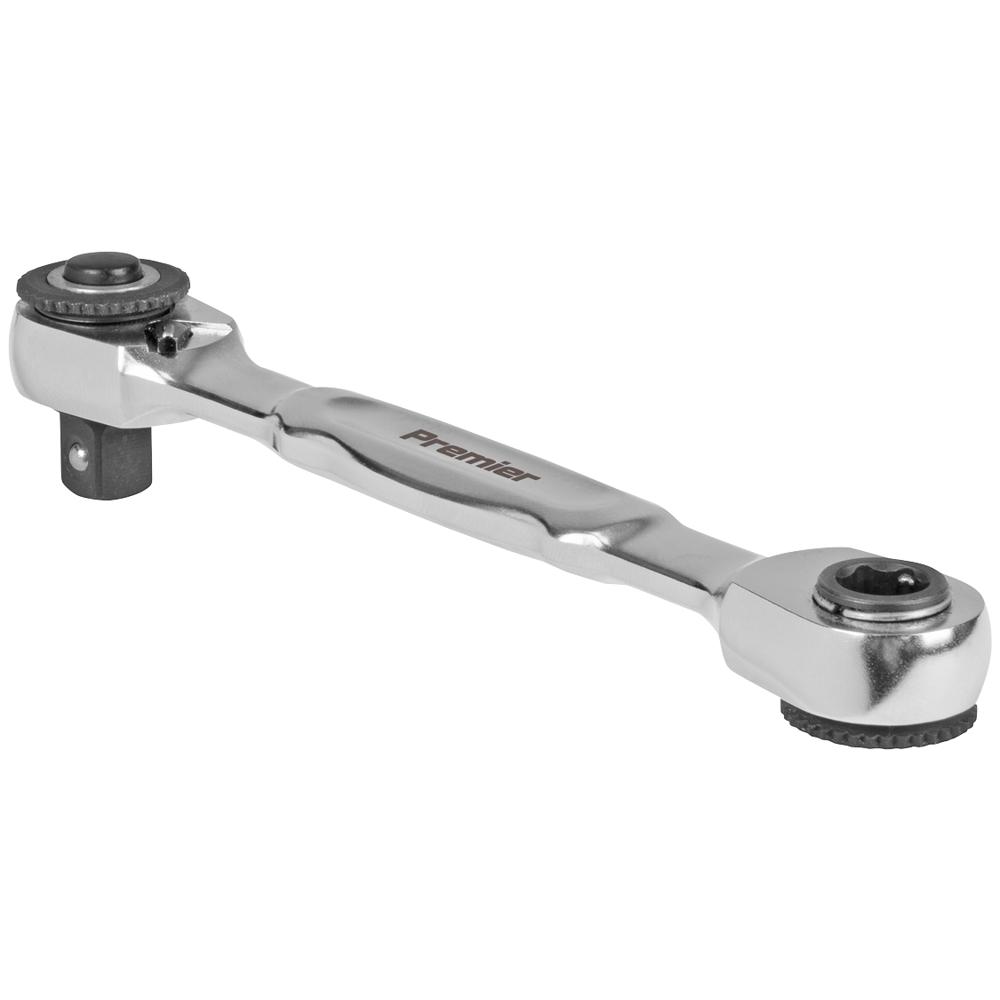 Sealey Premier Double Ended 1/4" Square and Hex Ratchet Handle Combination