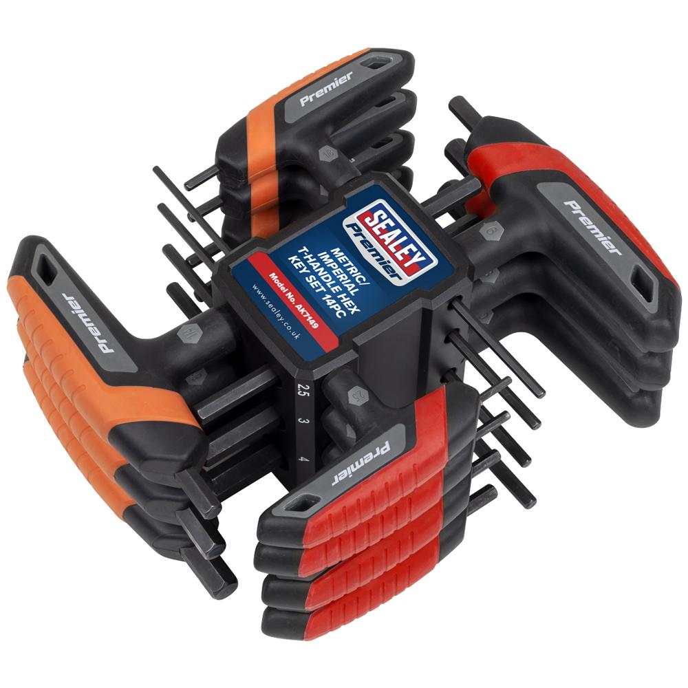 Sealey Premier 14 Piece T Handle Hexagon Alley Key Set Metric and Imperial