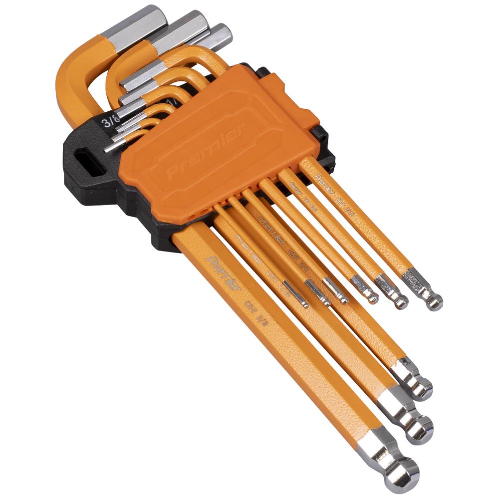 Sealey 9 Piece Long Ball End Hexagon Allen Key Set Imperial