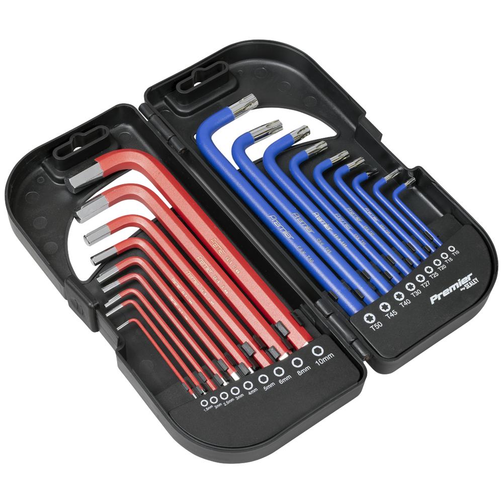 Sealey 18 Piece Anti Slip Long Torx and Hexagon Allen Key Set