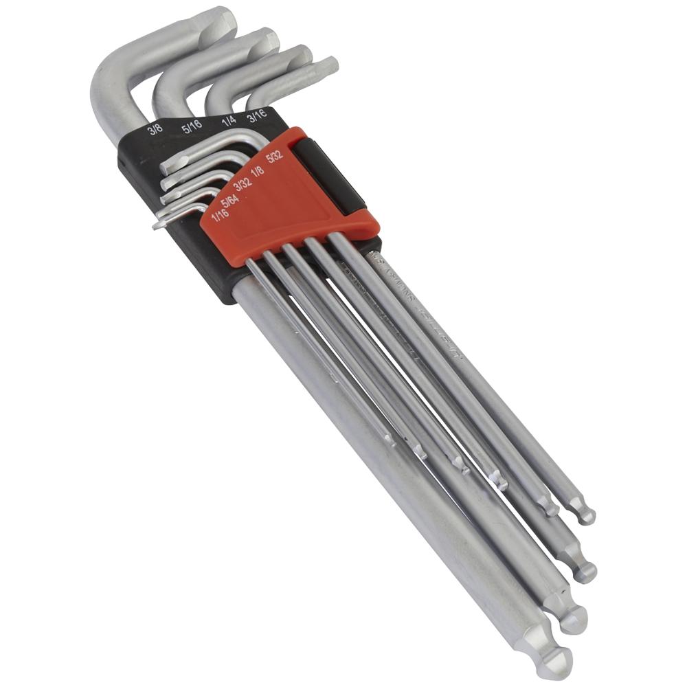 9 Piece Lock On Ball End Hex Key Set Imperial