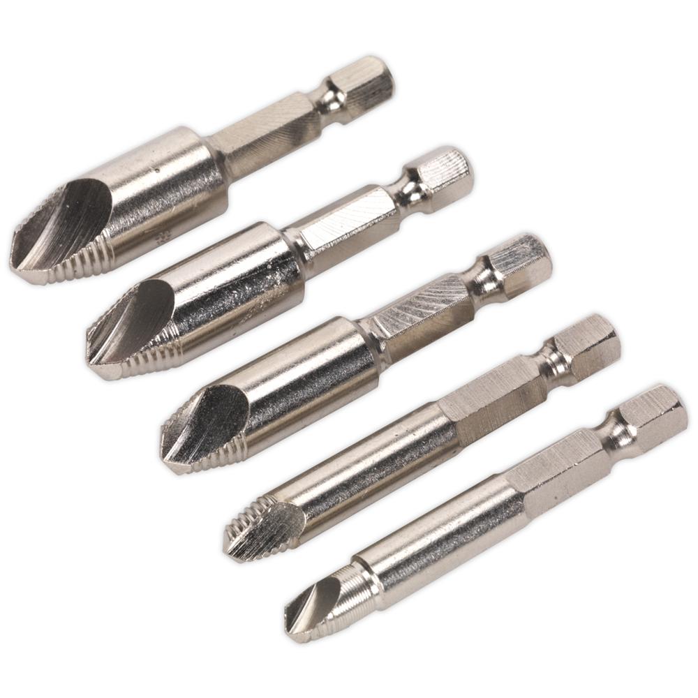 AK7228 5 Piece HSS Screw and Drill Bit Extractors