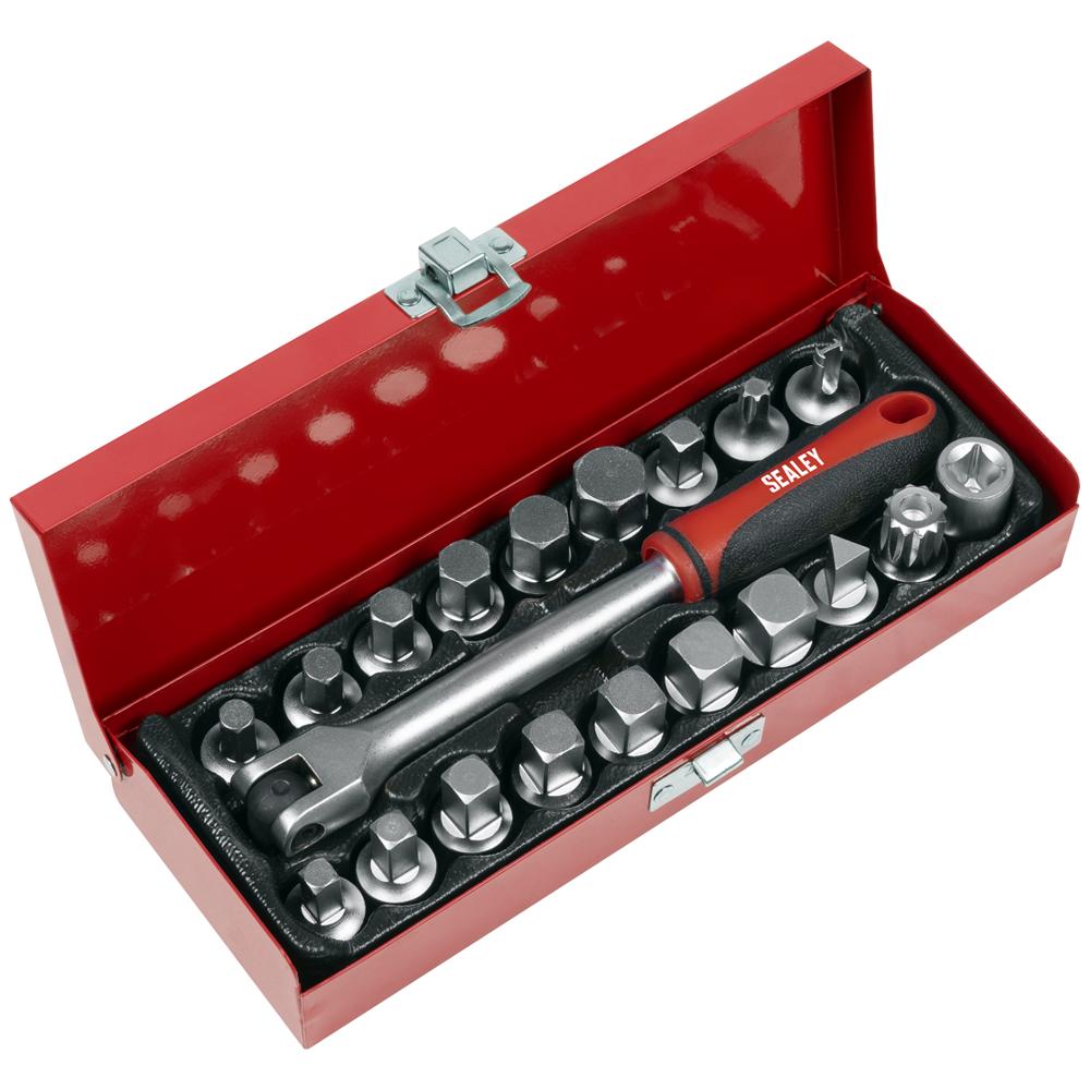 Sealey 20 Piece 3/8" Drive Oil Drain Plug Key Set 3/8