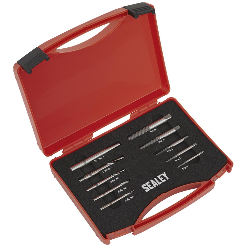 10 Piece Step Drill Screw and Bolt Extractor Set