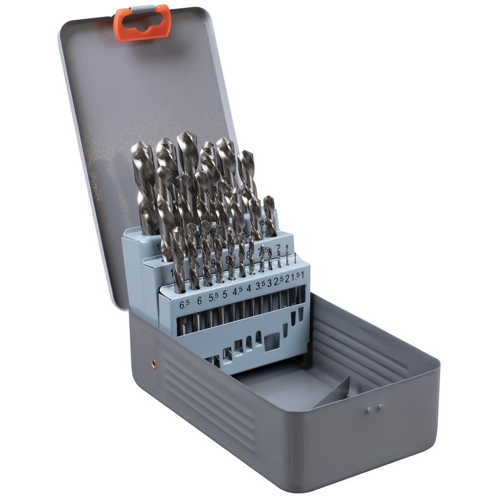 25 Piece Left Hand Spiral HSS Drill Bit Set