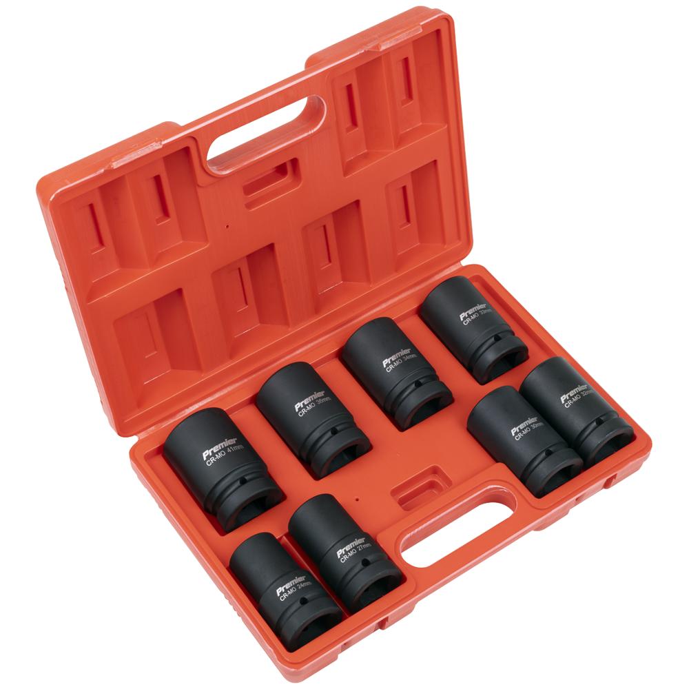 Sealey 8 Piece 1" Drive Deep Impact Socket Set Metric 1