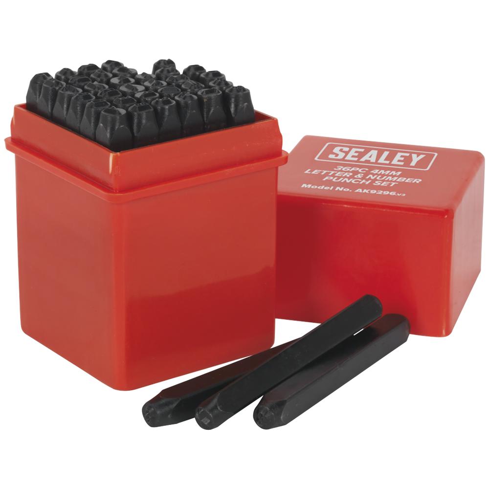 Sealey 36 Piece Letter and Number Punch Set 4mm