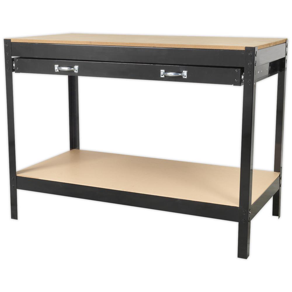 Sealey Metal Workbench with MDF Work Top and Drawer 1.21m