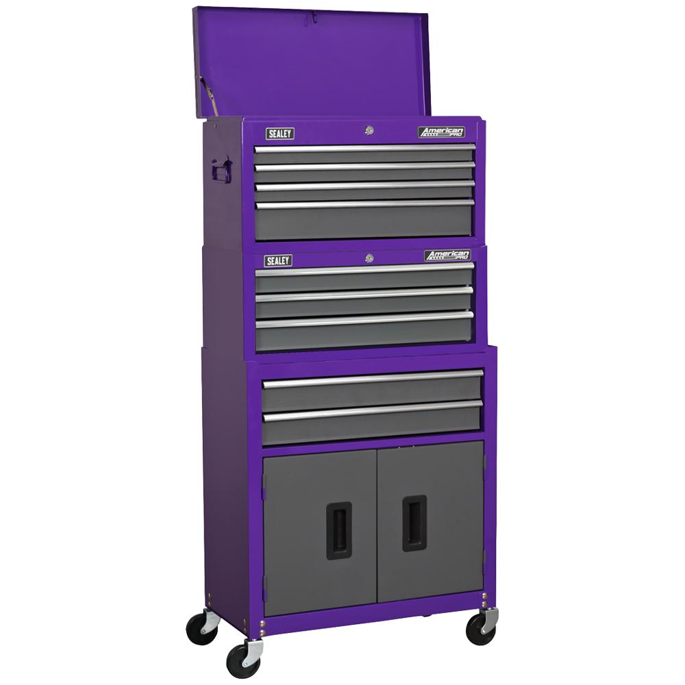 Sealey Roller Cabinet, Mid Chest and Top Chest Combination Purple