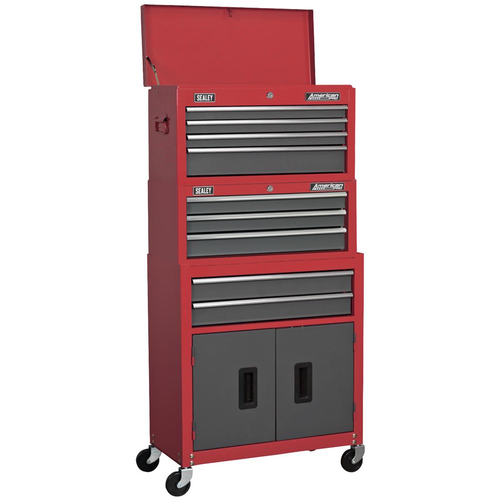 Sealey Roller Cabinet, Mid Chest and Top Chest Combination Red