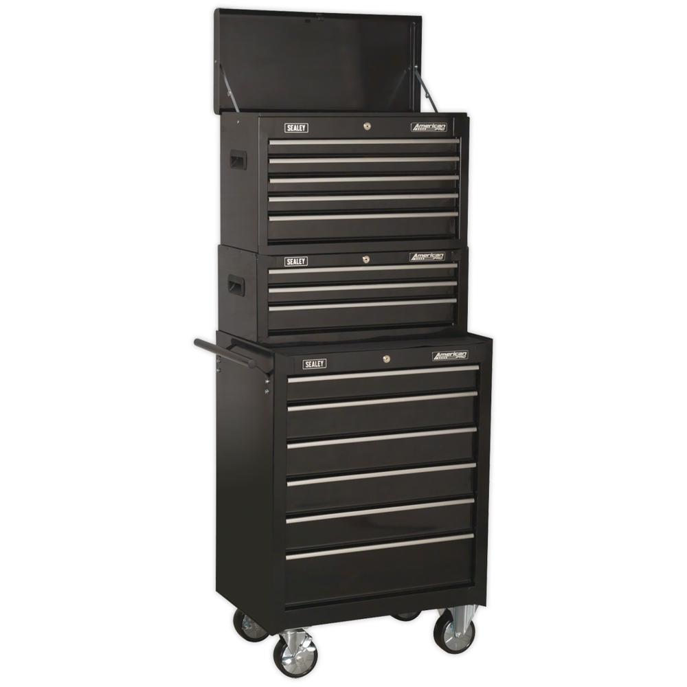 American Pro 14 Drawer Roller Cabinet, Mid and Top Tool Chest