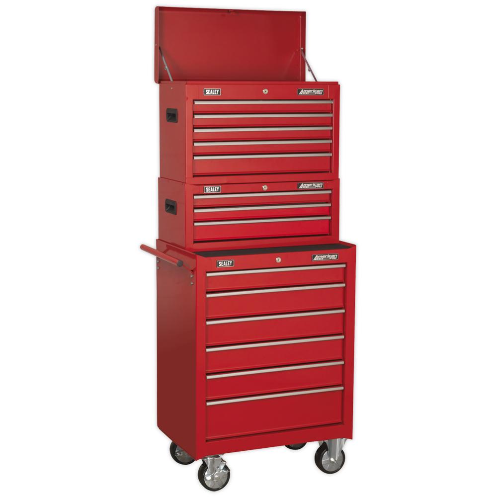 American Pro 14 Drawer Roller Cabinet, Mid and Top Tool Chest