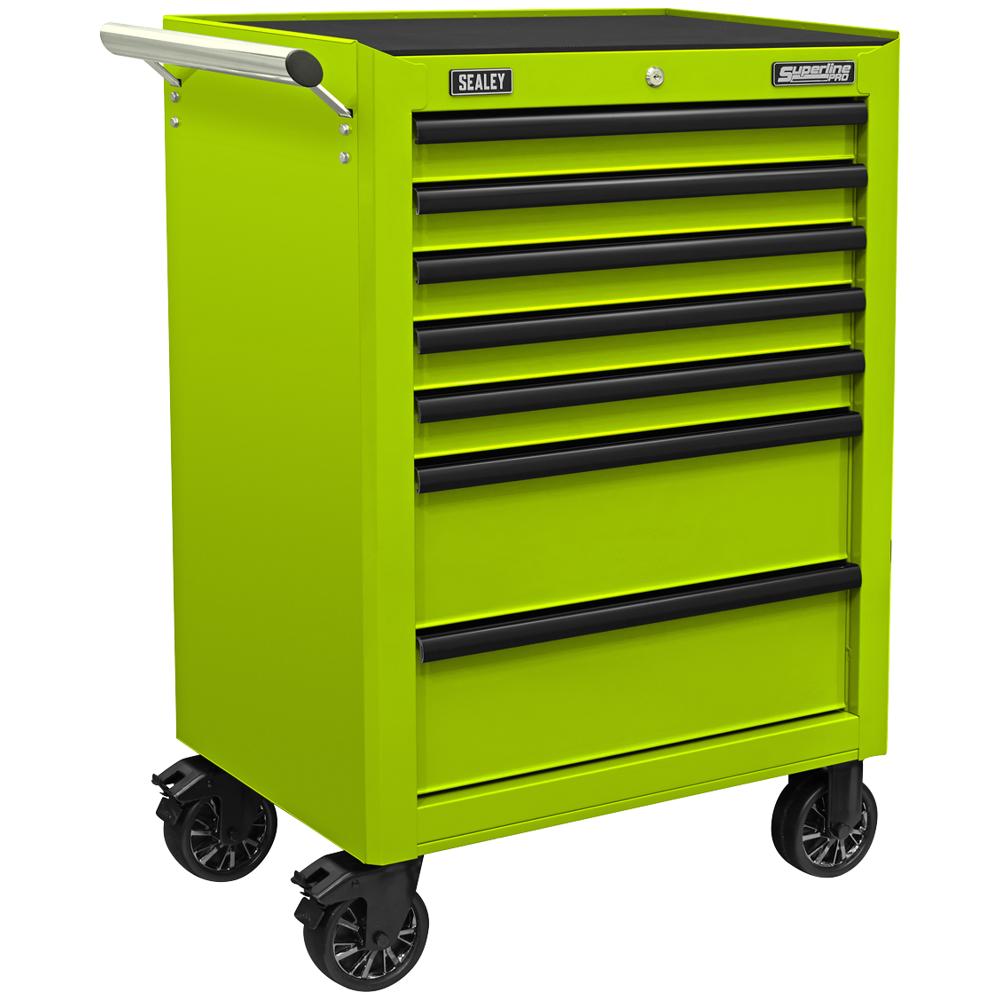 Sealey 7 Drawer Ball Bearing Runner Tool Roller Cabinet Green / Black