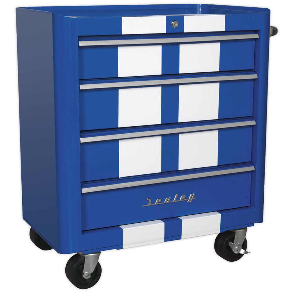 Sealey Retro Style 4 Drawer Roller Cabinet Blue / White