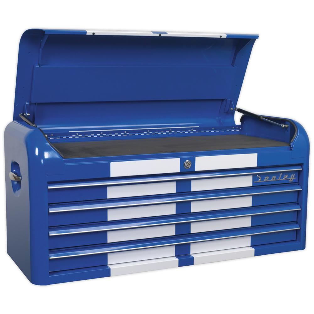 Sealey Premier Retro Style 4 Drawer Wide Top Tool Chest Blue / White