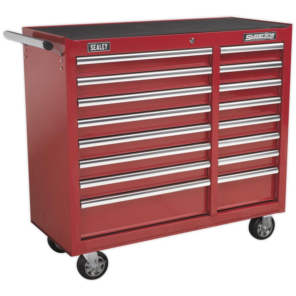 Sealey Superline Pro 16 Drawer Heavy Duty Roller Cabinet Red