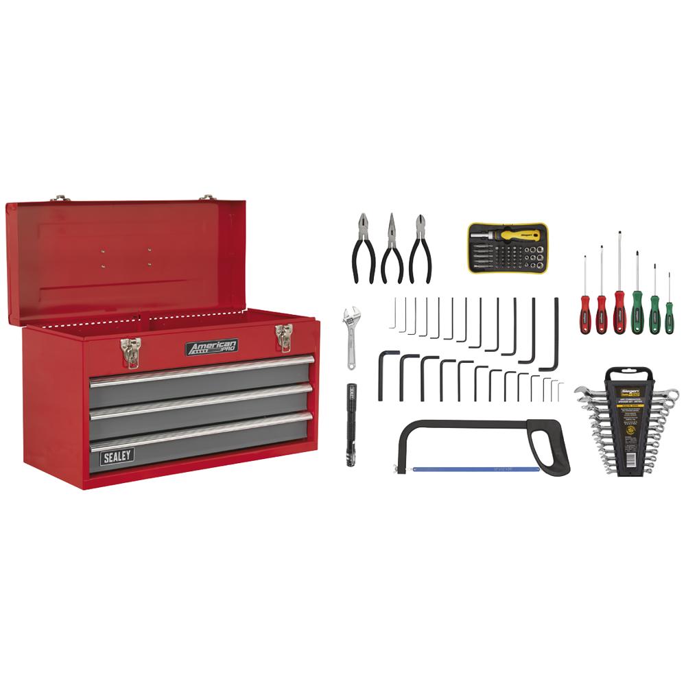 American Pro 3 Drawer Tool Chest + 93 Piece Tool Kit