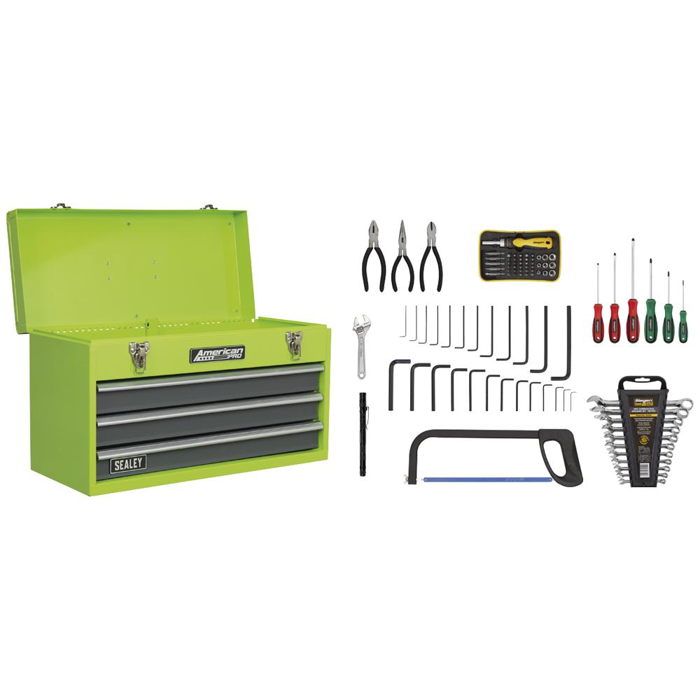 American Pro 3 Drawer Tool Chest + 93 Piece Tool Kit