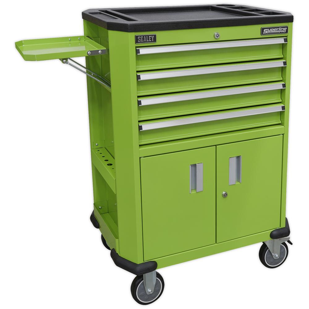 Sealey AP980MTHV Hi Vis 4 Drawer and 2 Door Roller Cabinet Green