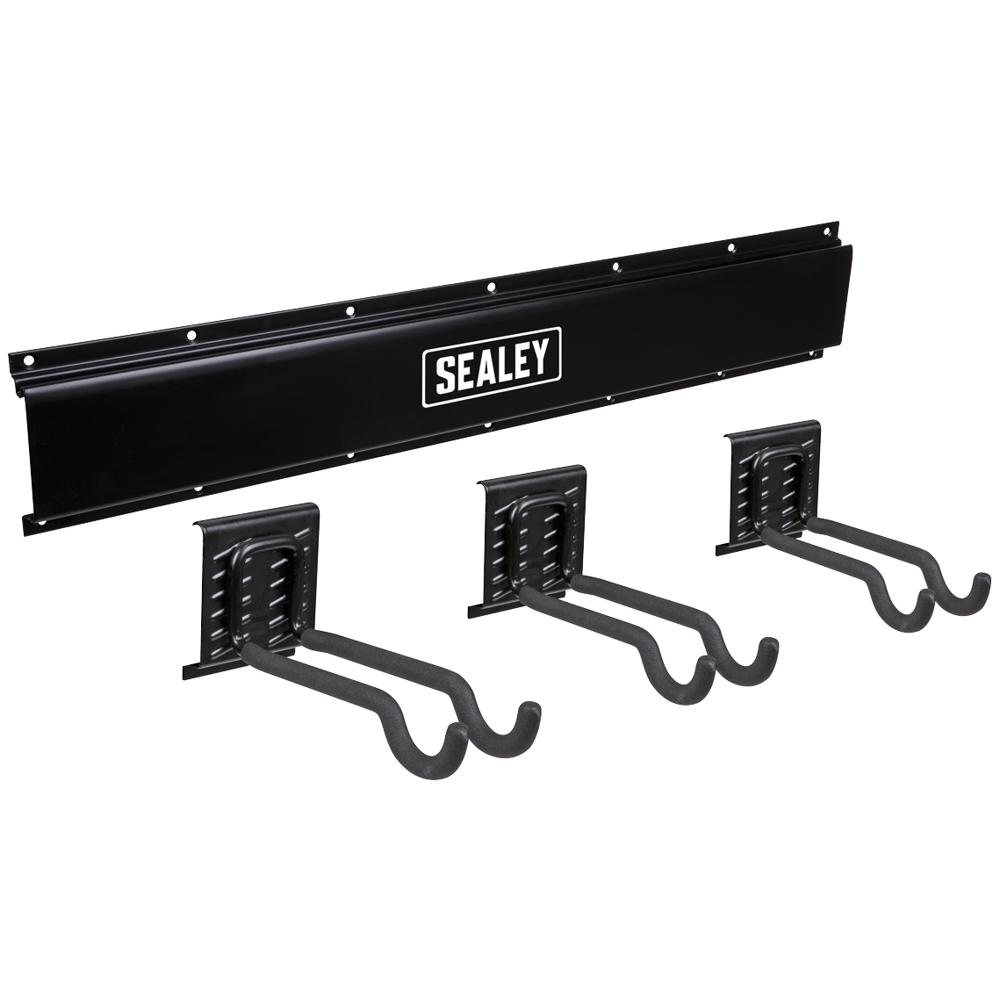 APH Wall Mount Storage Rail and Sports Equipment Hooks Kit