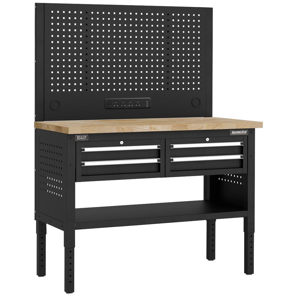 Superline Pro 4 Drawer Modular Workbench and Pegboard