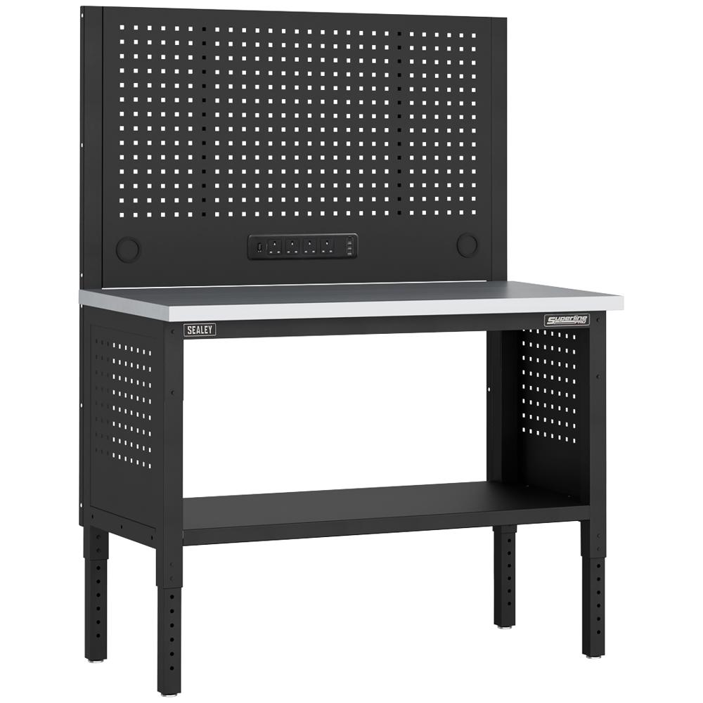 Superline Pro Modular Stainless Steel Top Workbench and Pegboard