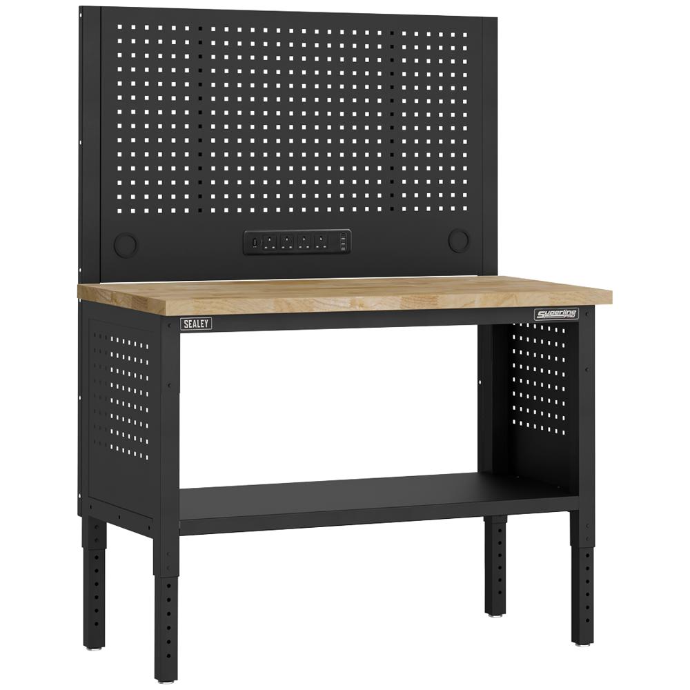 Superline Pro Modular Wooden Top Workbench and Pegboard