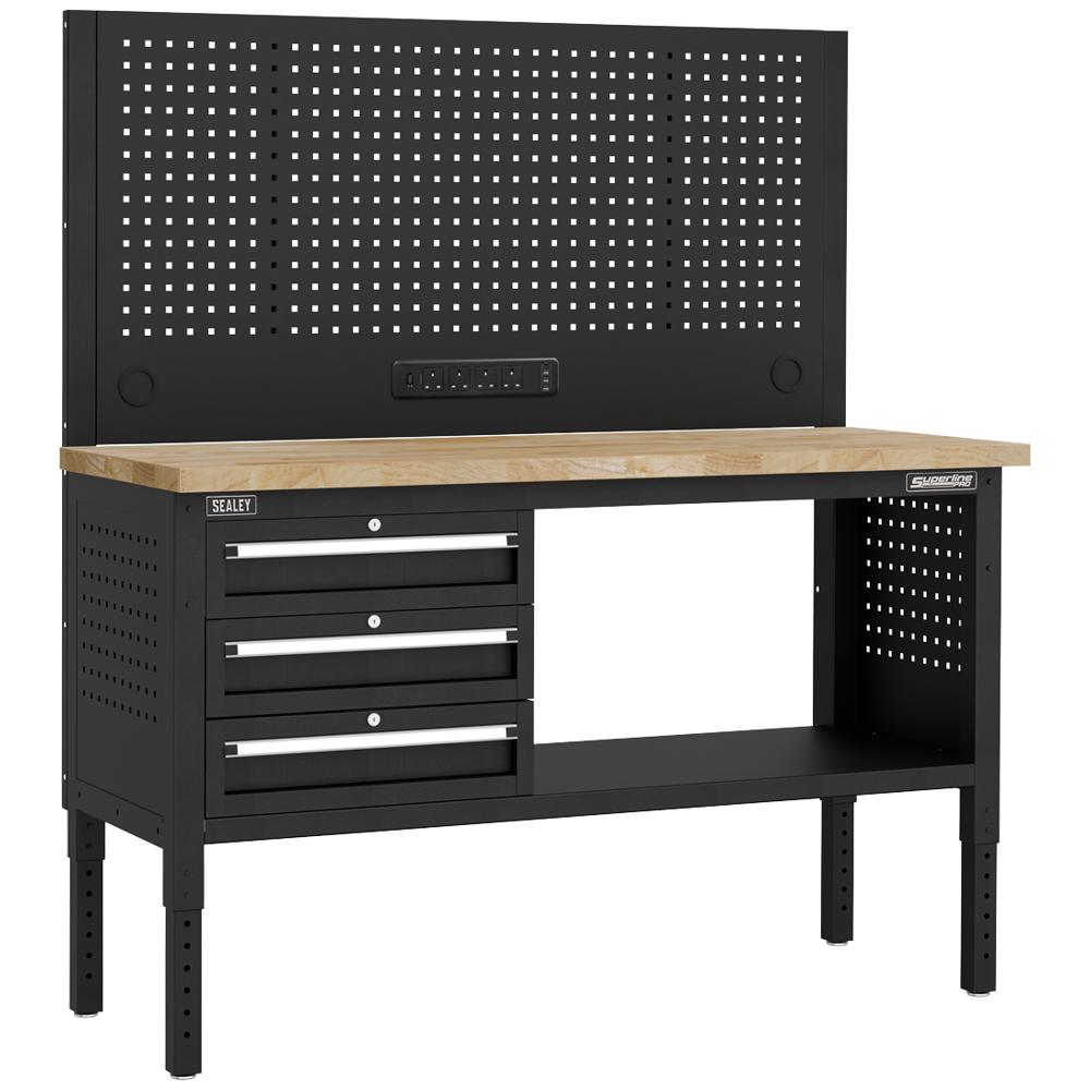 Superline Pro 3 Drawer Modular Workbench and Pegboard