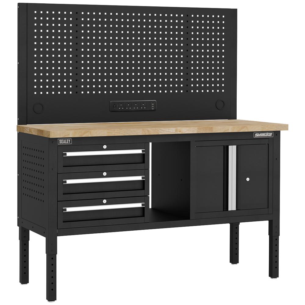 Superline Pro 3 Drawer Modular Workbench and Pegboard