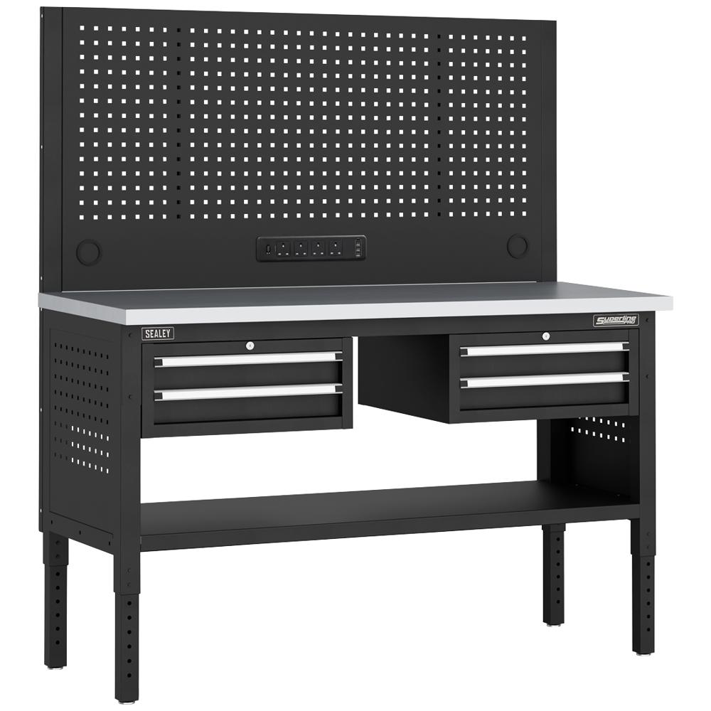 Superline Pro 4 Drawer Modular Workbench and Pegboard