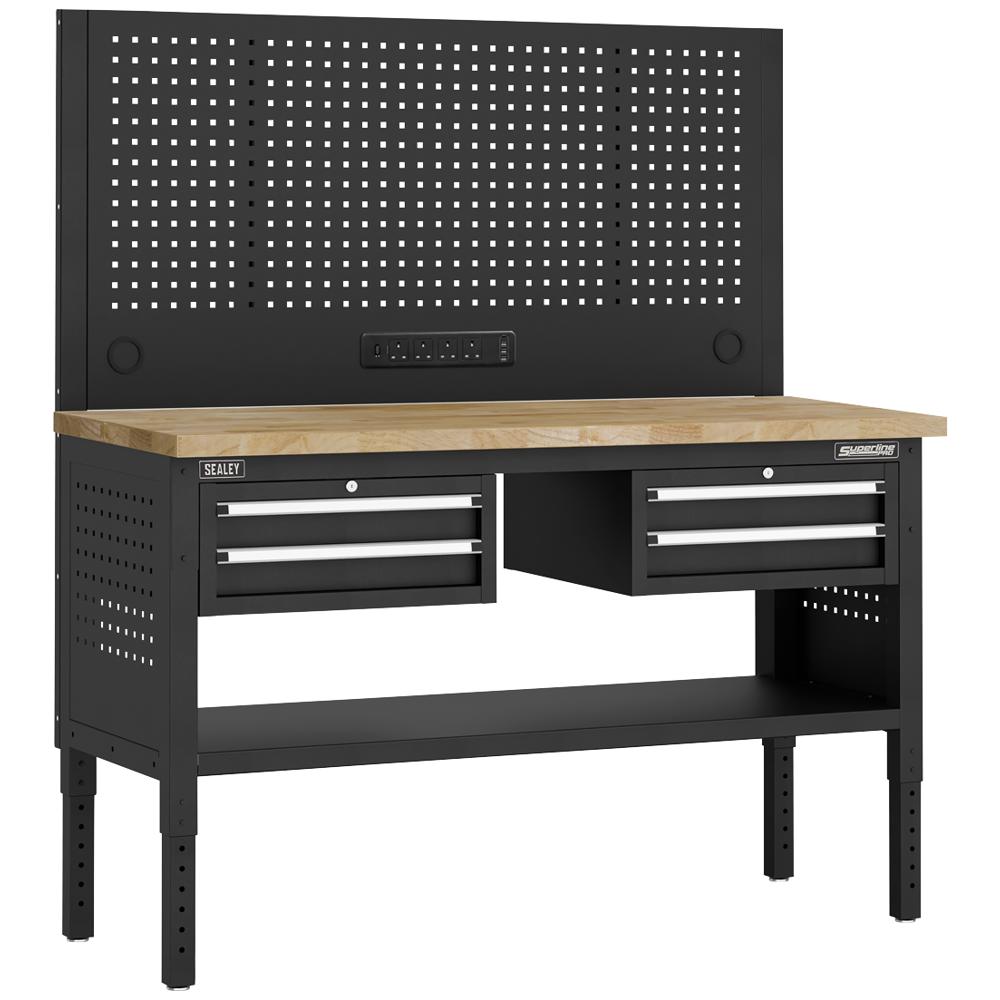 Superline Pro 4 Drawer Modular Workbench and Pegboard