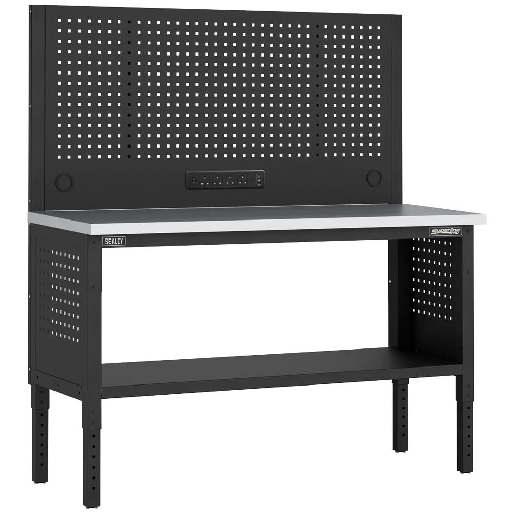 Superline Pro Modular Stainless Steel Top Workbench and Pegboard