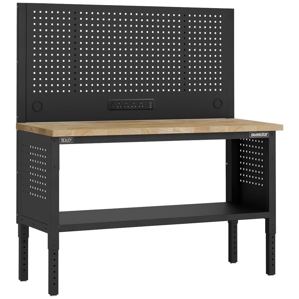 Superline Pro Modular Wooden Top Workbench and Pegboard