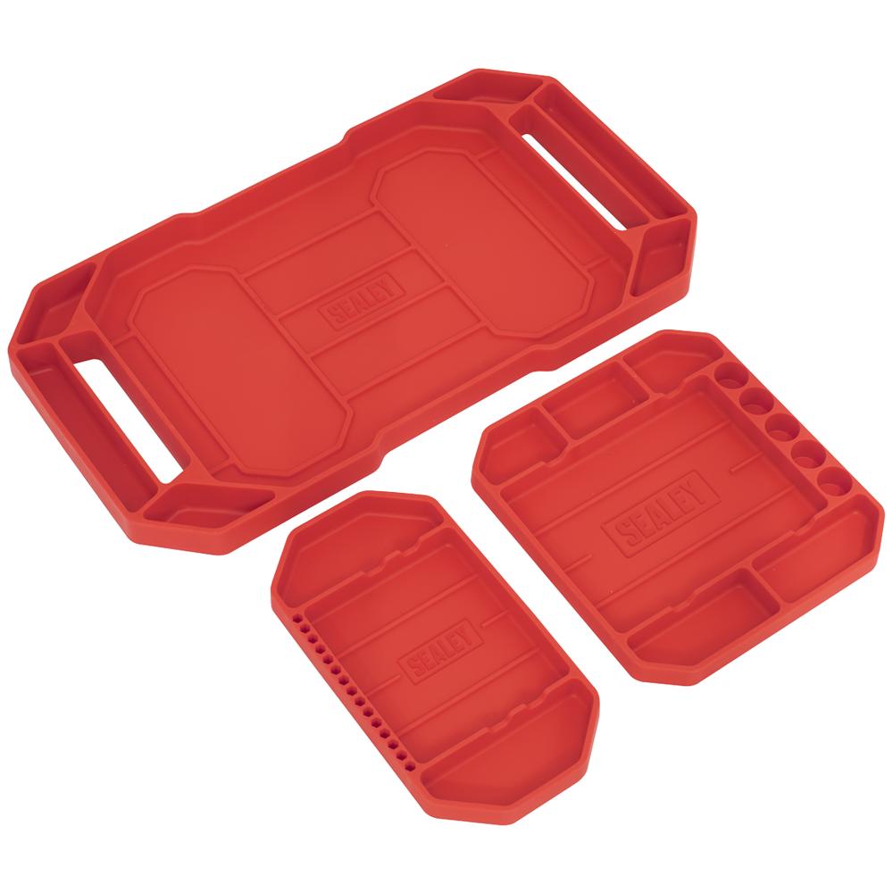 3 Piece Non Slip Flexible Tool Tray Set