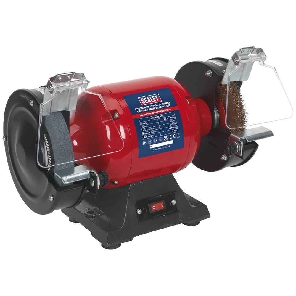 Sealey Bg150xw 150mm Wire Wheel And Bench Grinder Heavy-duty 240v