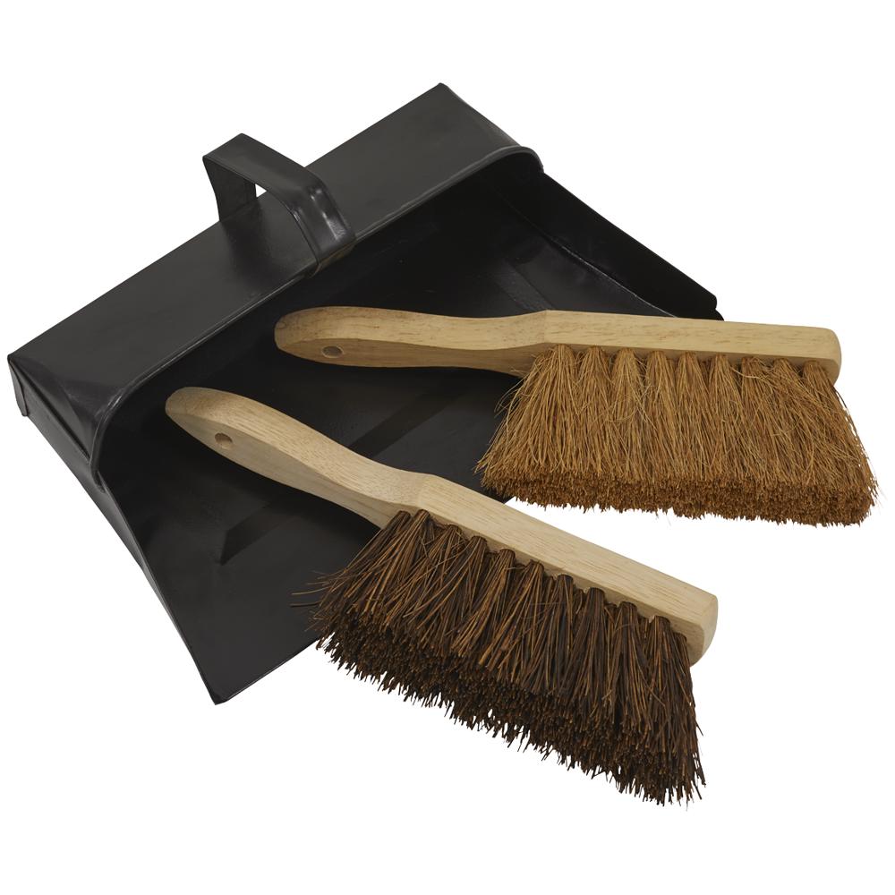3 Piece Metal Dustpan and Brush Set