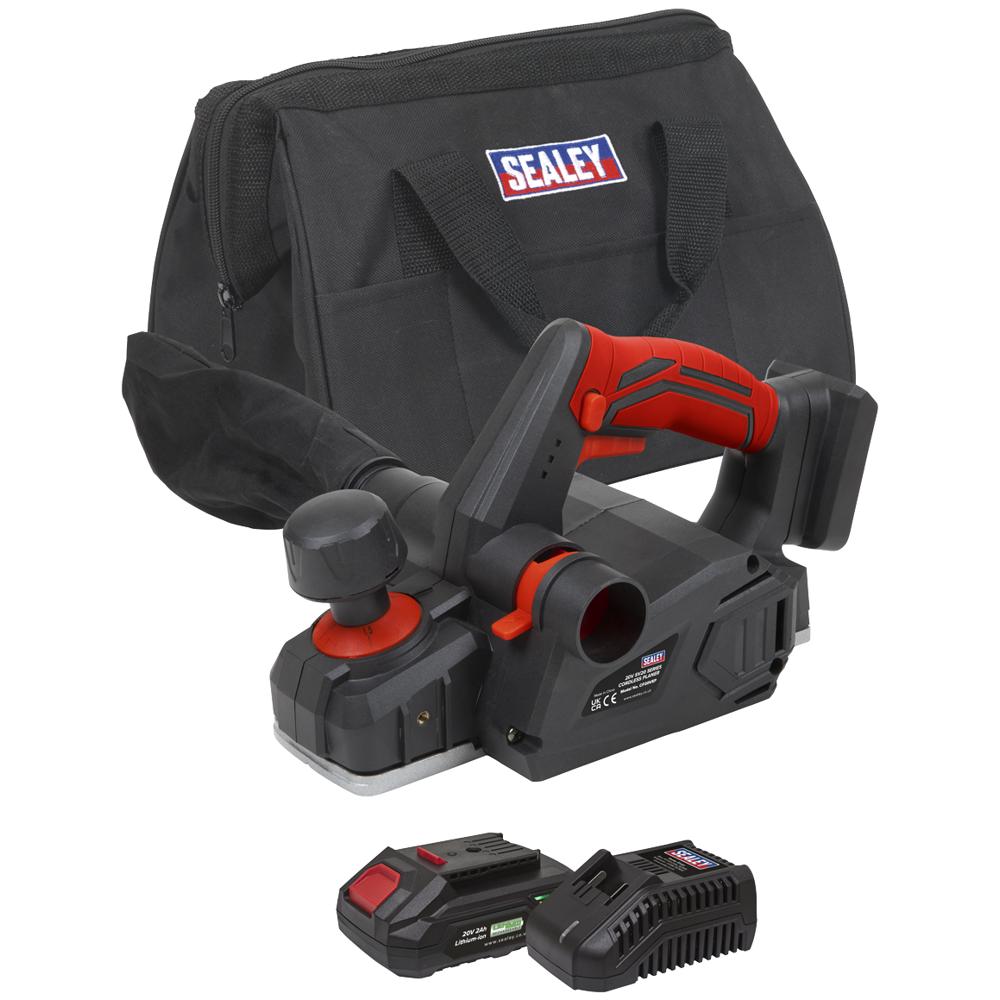 Sealey CP20VEP SV20 20v Cordless Planer 1 x 2ah Li-ion Battery Charger Bag