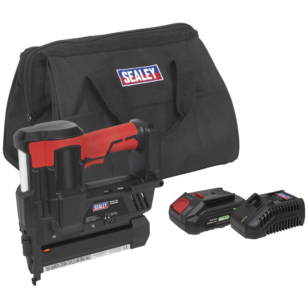 Sealey CP20VNG 20v Cordless Nail and Staple Gun 1 x 2ah Li-ion Battery Charger Bag