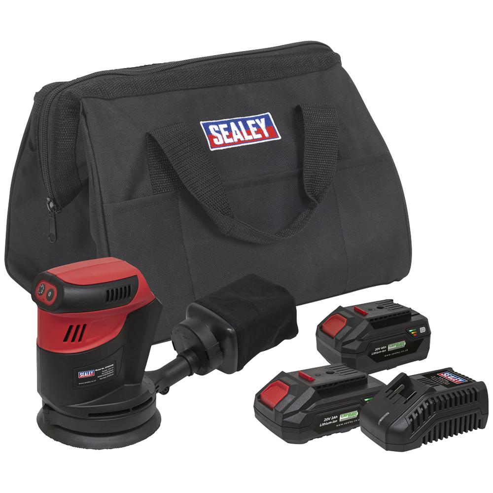 Sealey CP20VOS 20v Cordless Orbital Palm Sander 2 x 2ah Li-ion Battery Charger Bag