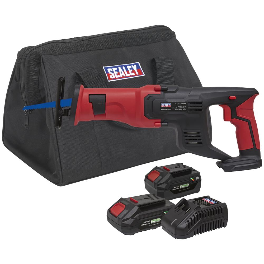Sealey CP20VRS 20v Cordless Reciprocating Saw 2 x 2ah Li-ion Battery Charger Bag