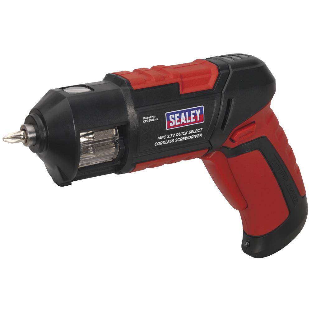Sealey CP36MS 3.7v Cordless Quick Select Screwdriver 1 x 1.3ah Integrated Li-ion USB Charger No Case