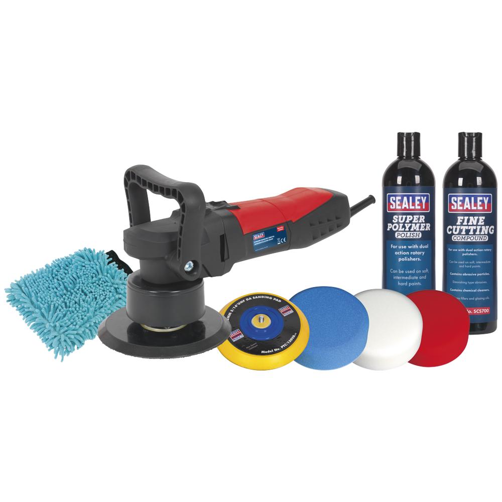Sealey DAS149 Polisher 150mm and Pro Polishing Accessory Kit 240v
