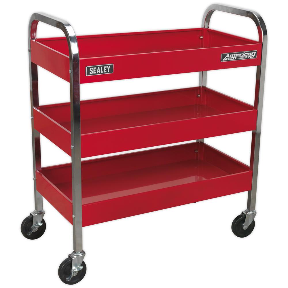 Sealey Heavy Duty 3 Shelf Workshop Trolley Red