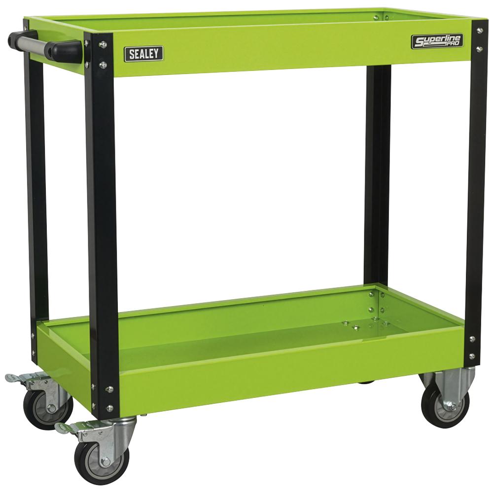 Sealey 2 Shelf Trolley Green & Black