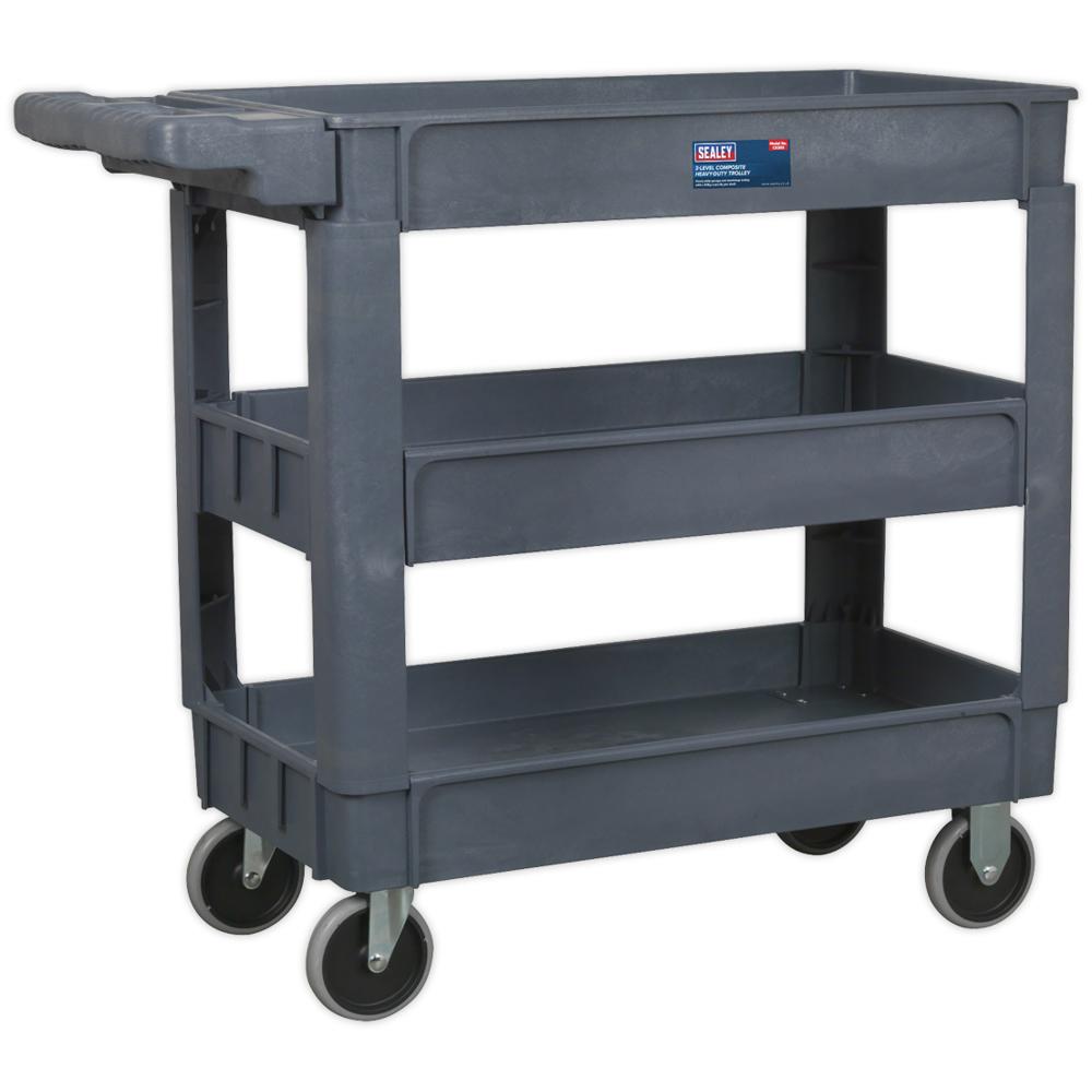 Sealey Heavy Duty 3 Shelf Composite Trolley Grey